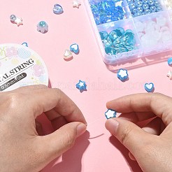 430 個 12 スタイルスプレーペイント ABS プラスチック模造パールビーズ  花  ブルー  6~11x6~11x3~8.5mm  穴：1~2mm&nbsp;MACR-CJ0001-62