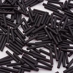 ガラス竹ビーズ  つや消し色  ブラック  9x2mm  穴：0.5mm  約7000個/袋&nbsp;SEED-E001-9mm-M49