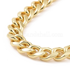 Brass Heart Pendant Necklace with Curb Chains for Women&nbsp;NJEW-L463-002G