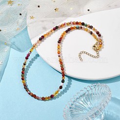 女性用ファセットラウンド天然瑪瑙（染色＆加熱）ビーズネックレス  シエナ  15.94インチ（40.5cm）&nbsp;NJEW-JN04659-03