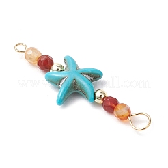 4Pcs 4 Colors Summer Beach Dyed Synthetic Turquoise Connector Charms&nbsp;PALLOY-JF03746-02