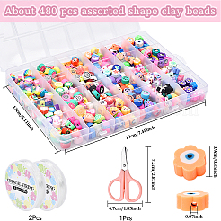DIY ポリマー粘土ビーズブレスレット作成キット  ミックスカラー  10x7.5x3mm  穴：1.5mm&nbsp;DIY-YW0011-31