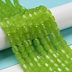 ジェイド風ガラスビーズ連売り  ファセットバレル  オリーブドラブ  6.5~7x6mm  穴：1mm  約78個/連  19.88~21.85インチ（50.5~55.5cm）&nbsp;GLAA-G112-02D