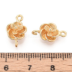 真鍮の花のコネクターチャーム  ニッケルフリー  長持ちメッキ  18KGP本金メッキ  15.9x9.2x5.1mm  穴：1.5mm＆1.6mm&nbsp;KK-T078-17G