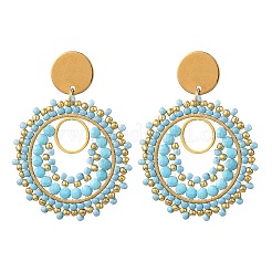 304 Stainless Steel with Glass Seed Beads Stud Earrings&nbsp;EJEW-MZ00761-01