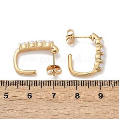 304 Stainless Steel Plastic Imitation Pearl Rectangle Stud Earrings&nbsp;EJEW-M105-09G