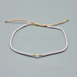 Adjustable Natural Rose Quartz Braided Bead Bracelets&nbsp;BJEW-F391-A01