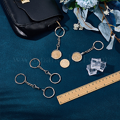 4Pcs Flat Round Zinc Alloy Coin Holder Keychains&nbsp;KEYC-FG0001-26B-P