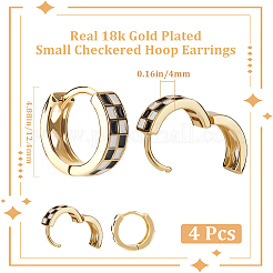 2 Pairs Tartan Pattern Enamel Chunky Hinged Hoop Earrings for Women&nbsp;EJEW-BBC0001-27B