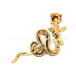 Snake with Rose Enamel Pins&nbsp;LS-PALLOY-D361-10G