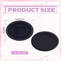 PVCコースター2枚  カップマット  フラットラウンド  ブラック  69x5mm&nbsp;AJEW-LP0006-75A