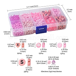 DIY フラットラウンド & ハート アクリル & ガラス シードビーズ ジュエリー作り ファインディング キット  パールピンク  4~10x4~10x2.5~4.5mm  穴：1.2~2mm&nbsp;DIY-FS0006-43A