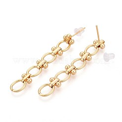 Brass Oval with Round Dangle Stud Earrings&nbsp;KK-T071-18G-01