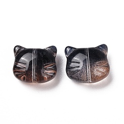 ガラスビーズ  ジュエリー作りのための  猫  ブラック  12.5x14x6.5mm  穴：1mm&nbsp;GLAA-G079-02B