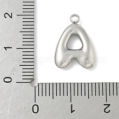 304ステンレススチール製イニシャルペンダント  ステンレス鋼色  文字a  16~18x6~18x3mm  穴：1.8mm&nbsp;STAS-S186-12A-P
