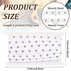5ヤード 201ステンレススチールスナップボタンテープ  ヘリンボーン コットン ファスナー トリム リボン DIY 裁縫工芸用  ホワイト  3/4インチ（20mm）  ギャップ: 18mm&nbsp;OCOR-WH0078-190A-02P