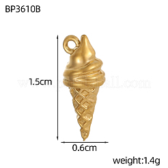 304ステンレススチールチャーム  アイスクリームのチャーム  イオンプレーティング（ip）  18KGP本金メッキ  15x6mm  穴：1mm&nbsp;STAS-OY019-82G