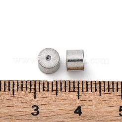 水メッキ真鍮ビーズ  カドミウムフリー＆鉛フリー  内部のゴムと  コラム  ステンレス鋼色  5x4mm  穴：1mm  ゴム穴：0.8mm&nbsp;KK-E046-21P-01