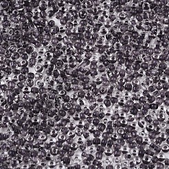 12/0 ガラスシードビーズ  透明インサイドカラー  丸い穴  ラウンド  グレー  12/0  2~2.5x1.5~2mm  穴：0.8mm  約3333個/50g&nbsp;X-SEED-A014-2mm-134B