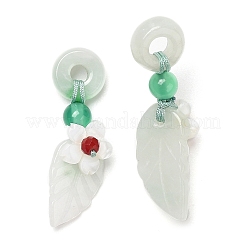 Natural Jadeite & Natural Green Onyx Agate & Crystal Dnout/Leaf Pendant Decorations&nbsp;G-G008-06