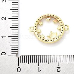 真鍮製マイクロパヴェクリアキュービックジルコニアコネクターチャーム  18KGP本金メッキ  スターとリング  21x16x2.7mm  穴：1.2mm&nbsp;KK-Z095-01G-02
