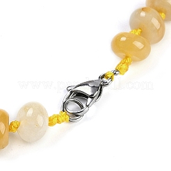 Natural Topaz Jade Rondelle Graduated Beaded Necklaces for Women Men&nbsp;NJEW-K388-02L