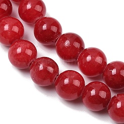 天然な縞模様の石のビーズ連売り  ラウンド  染め  レッド  8~8.5mm  穴：1.2mm  約49個/連  15.75''（40センチメートル）&nbsp;G-D315-A01-05-8mm