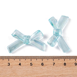 透明なアクリルビーズ  ABカラーメッキ  蝶結び  シアン  21x34.5x6.5mm  穴：1.6mm  約390個/500g&nbsp;MACR-L006-04E