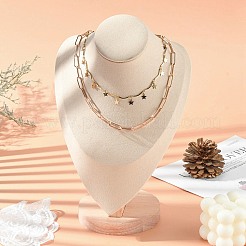 Microfiber Wooden Necklace Displays&nbsp;NDIS-O008-03A-L