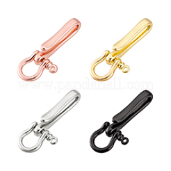 4Pcs 4 Colors Brass Shackle Clasps with Brass S Hook Clasps&nbsp;KK-PH0012-38