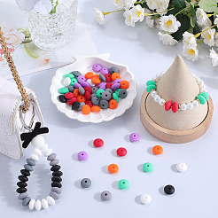 96Pcs 12 Colors Food Grade Eco-Friendly Silicone Abacus Beads&nbsp;SIL-SC0001-87C