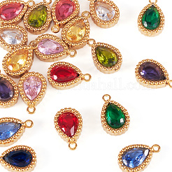 20Pcs 10 Colors 304 Stainless Steel Micro Pave Cubic Zirconia Charms&nbsp;STAS-TA0002-93