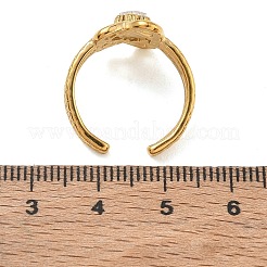 304 Stainless Steel Pave Cubic Zirconia Cuff Open Rings&nbsp;SA-CBAFEB5-06A-G