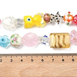 手作りのミックススタイルのランプワークとガラスビーズ  混合図形  ミックスカラー  6~24.5x6~24.5x6~17.5mm  穴：0.8~1.8mm  約27~30個/連  13.98~14.57''（35.5~37センチメートル）&nbsp;LAMP-G170-03