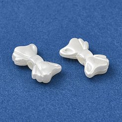 Abs模造パールビーズ  蝶結び  ゴーストホワイト  9x15x3.5mm  穴：2mm&nbsp;X-OACR-Q194-03