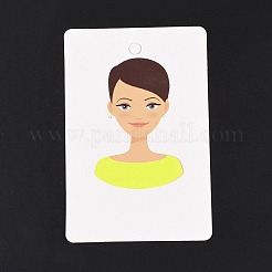 紙のピアスディスプレイカード  イヤリングホルダーカード  女の子の模様と長方形  緑黄  9x6x0.03cm  穴：5mmと1mm&nbsp;DIY-B061-05C
