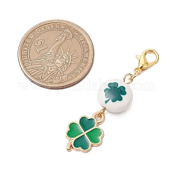 Clover Synthetic White Jade Pendant Decorations&nbsp;HJEW-JM02912
