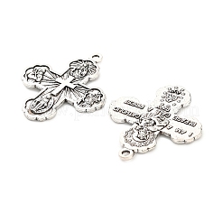 合金のチベット風チャーム  聖母マリアと交差する  アンティークシルバー  32.5x27.5x3mm  穴：1.6mm&nbsp;FIND-C083-02A-AS