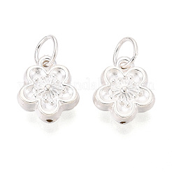 スターリングシルバーの花チャーム925個  丸カン付き  銀  10.6x9x3.6mm  穴：3.9mm&nbsp;STER-T008-29S