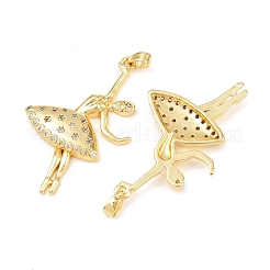 Brass Micro Pave Clear Cubic Zirconia Pendants&nbsp;KK-G549-11G