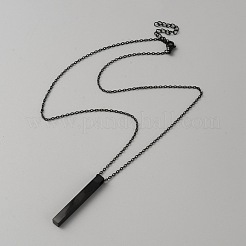 304ステンレススチールペンダントネックレス  空白の矩形  ブラック  17.95インチ（45.6cm）&nbsp;NJEW-WH0016-51EB