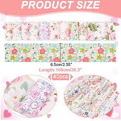 花柄コットン生地  DIYクラフト製作用品  長方形  ピンク  100x6.5x0.01cm  40個/セット&nbsp;DIY-WH0588-11A