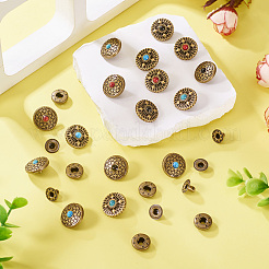 合金装飾リベット  樹脂製の模造ターコイズとネジ付き  財布用  バッグ  革工芸装飾  フラットラウンド  ミックスカラー  17x9.5mm  穴：2mm&nbsp;FIND-TA0006-58A