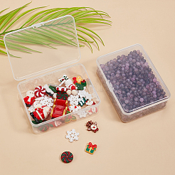 プラスチックビーズ容器12個  長方形  透明  14.4x10.8x4.75cm  内径：13.9x10のCM&nbsp;CON-BC0008-07