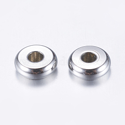 変色しにくい304ステンレススチールスペーサービーズ  フラットラウンド  ステンレス鋼色  6x2mm  穴：1.8mm&nbsp;STAS-L198-33B