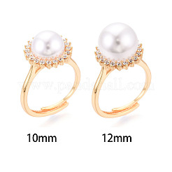 Round Brass Micro Pave Clear Cubic Zirconia Adjustable Ring Settings&nbsp;KK-T076-28G