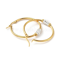 Crystal Rhinestone Tube Beaded Hoop Earrings&nbsp;EJEW-D279-11G-03