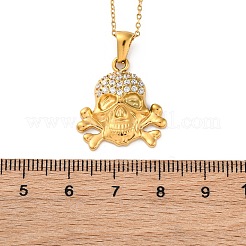 304 Stainless Steel Crystal Rhinestone Skull Pendant Necklaces&nbsp;LS-NJEW-Z057-03C-G
