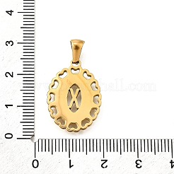 金色の304ステンレススチールペンダント  シェルと  ハートのある中空の楕円形  文字x  23x16.5x2mm  穴：5.5x3mm&nbsp;STAS-K300-02G-X