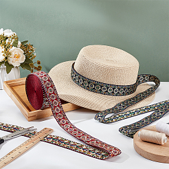 10 Yards Polyester Flower Jacquard Ribbon&nbsp;OCOR-PH0005-18B